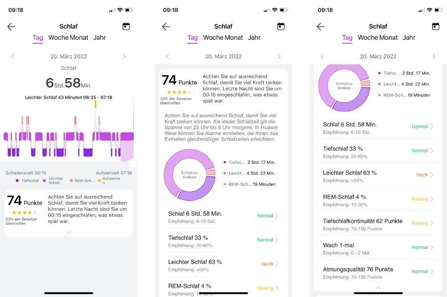 Вы можете просмотреть записанные данные сна в приложении.